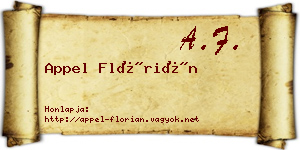 Appel Flórián névjegykártya